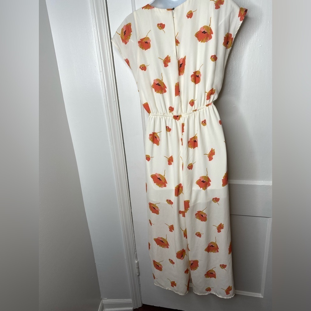 JUNE & HUDSON Floral White and Orange Jumpsuit